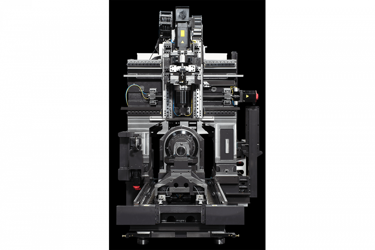 the machinery inside the Yasda PX30i vertical machining center