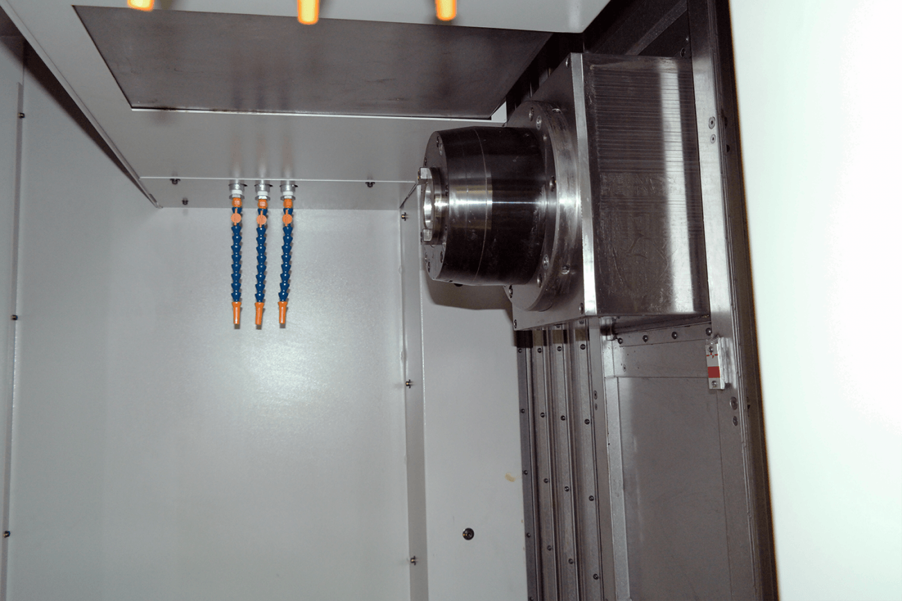 interior photo of the Kiwa Triple-H405axis horizontal machining center offered by Methods Machine Tools Inc.