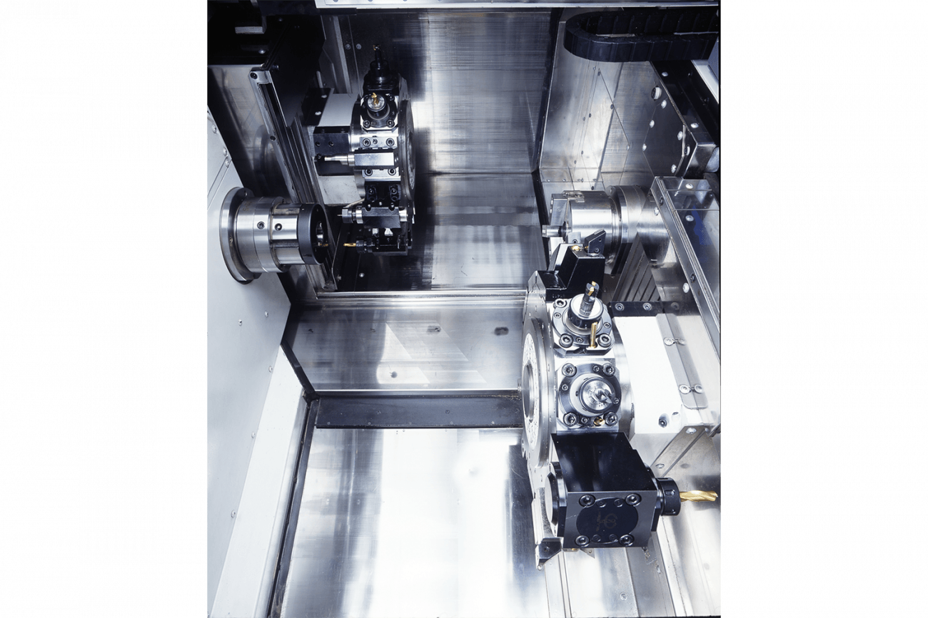 machinery inside the Nakamura-Tome WT-150II turning center