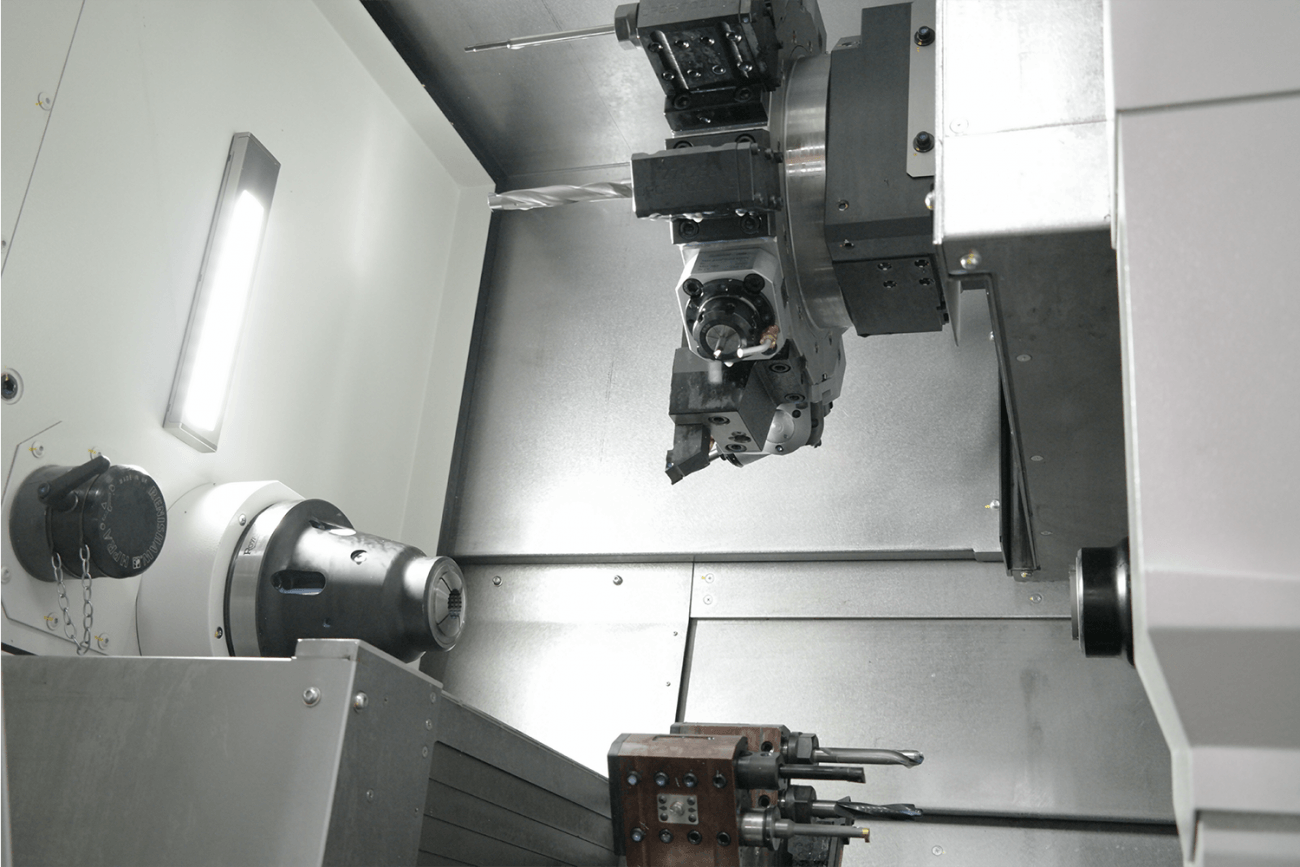 inside of the Nakamura-Tome multitasking CNC machine sold by Methods Machine Tools